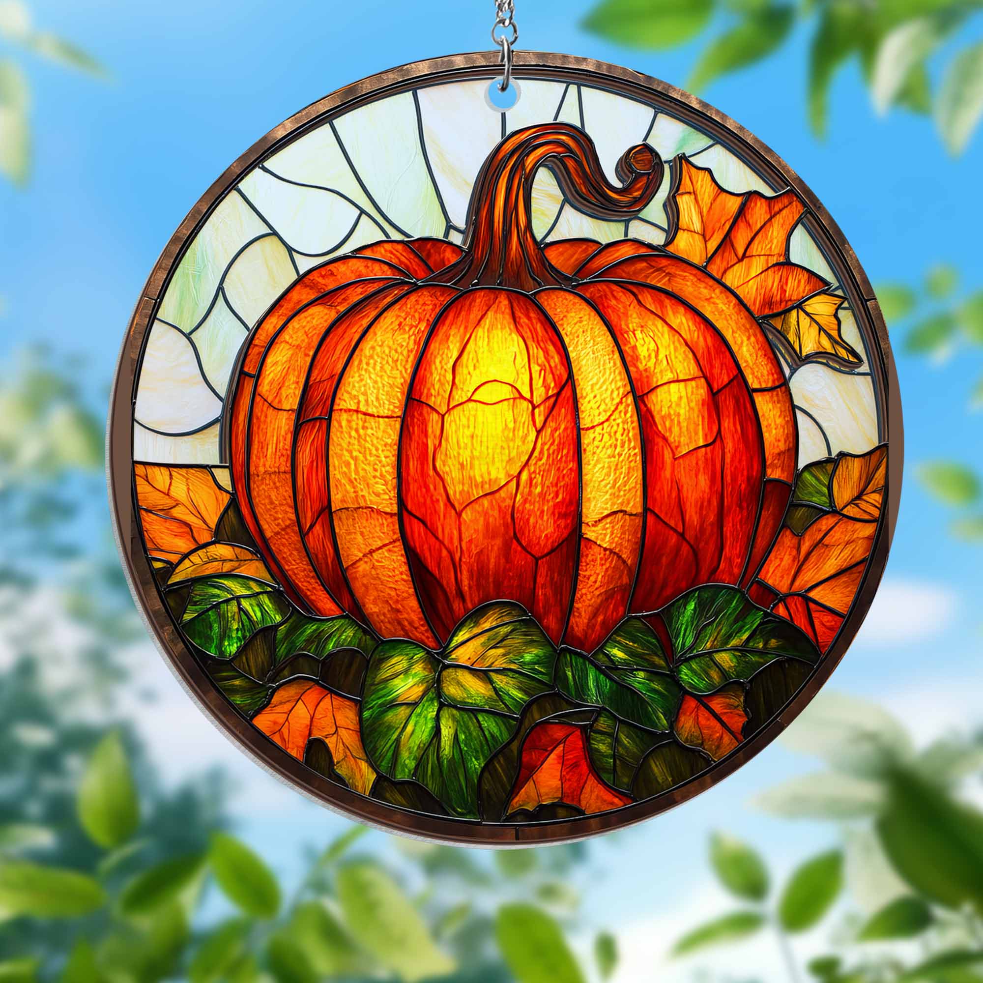 Fall Pumpkin 2 Layered Hanging Suncatcher