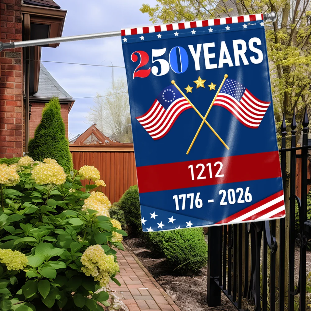 Personalized 250 Years of Freedom 1776 2026 American Flag, Custom Name