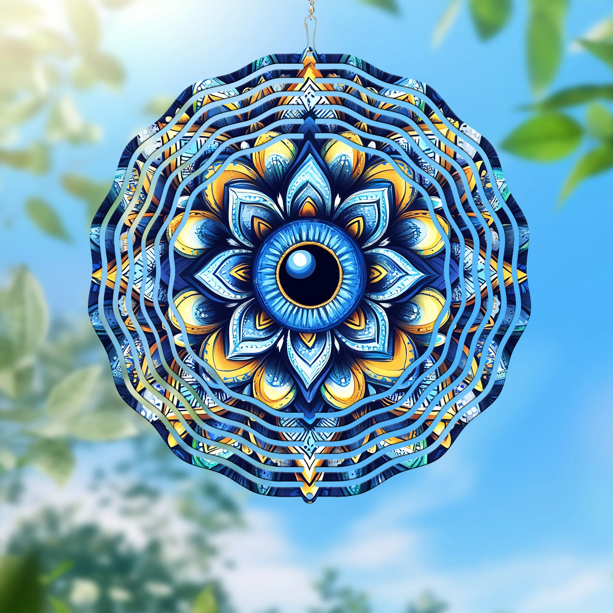 Jewish Evil Eye Mandala Wind Spinner