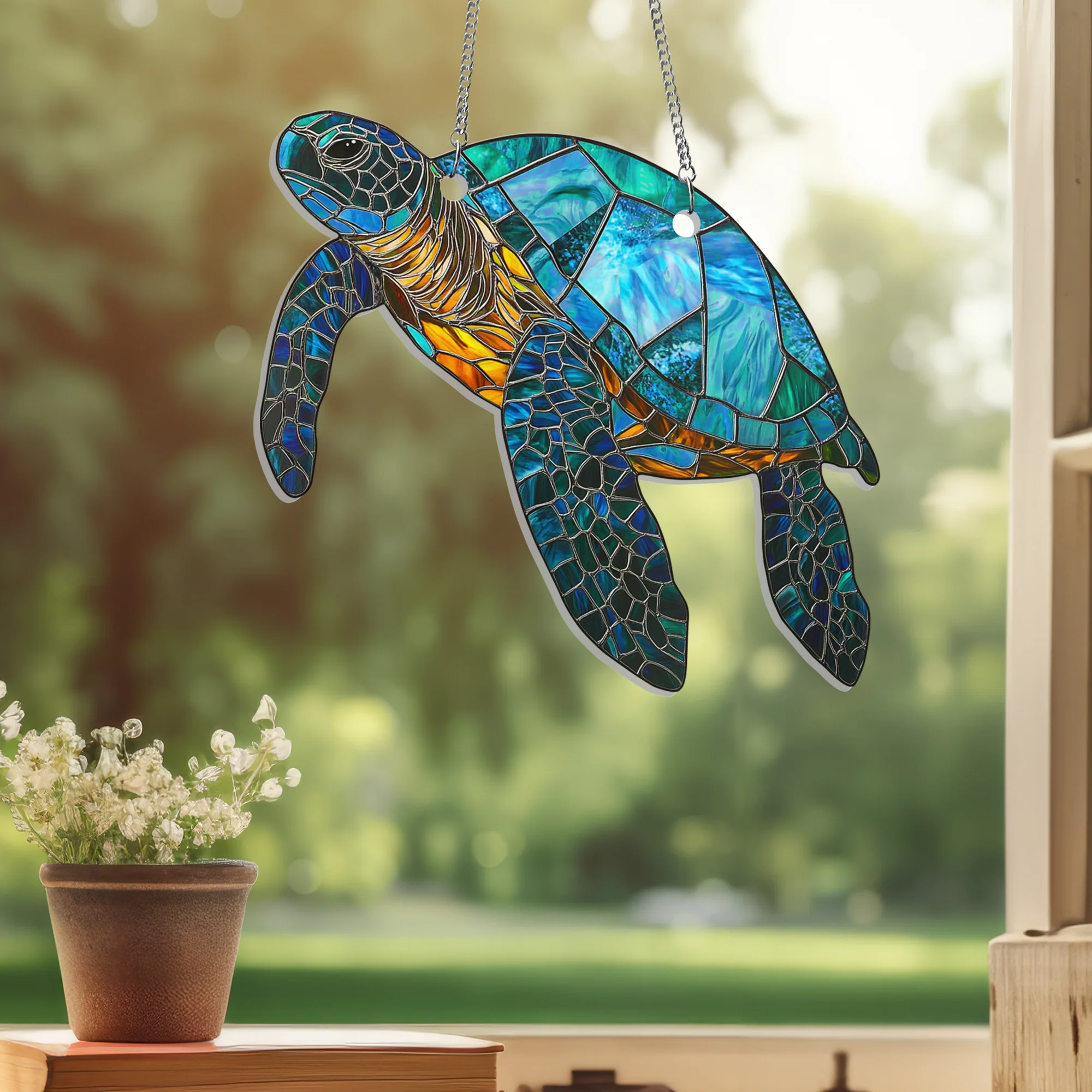 Sea Turtle Acrylic Suncatcher Hanging Sign