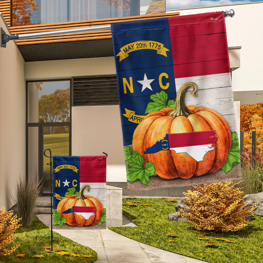 North Carolina Fall Halloween Thanksgiving Pumpkin Flag TQN1616Fv3