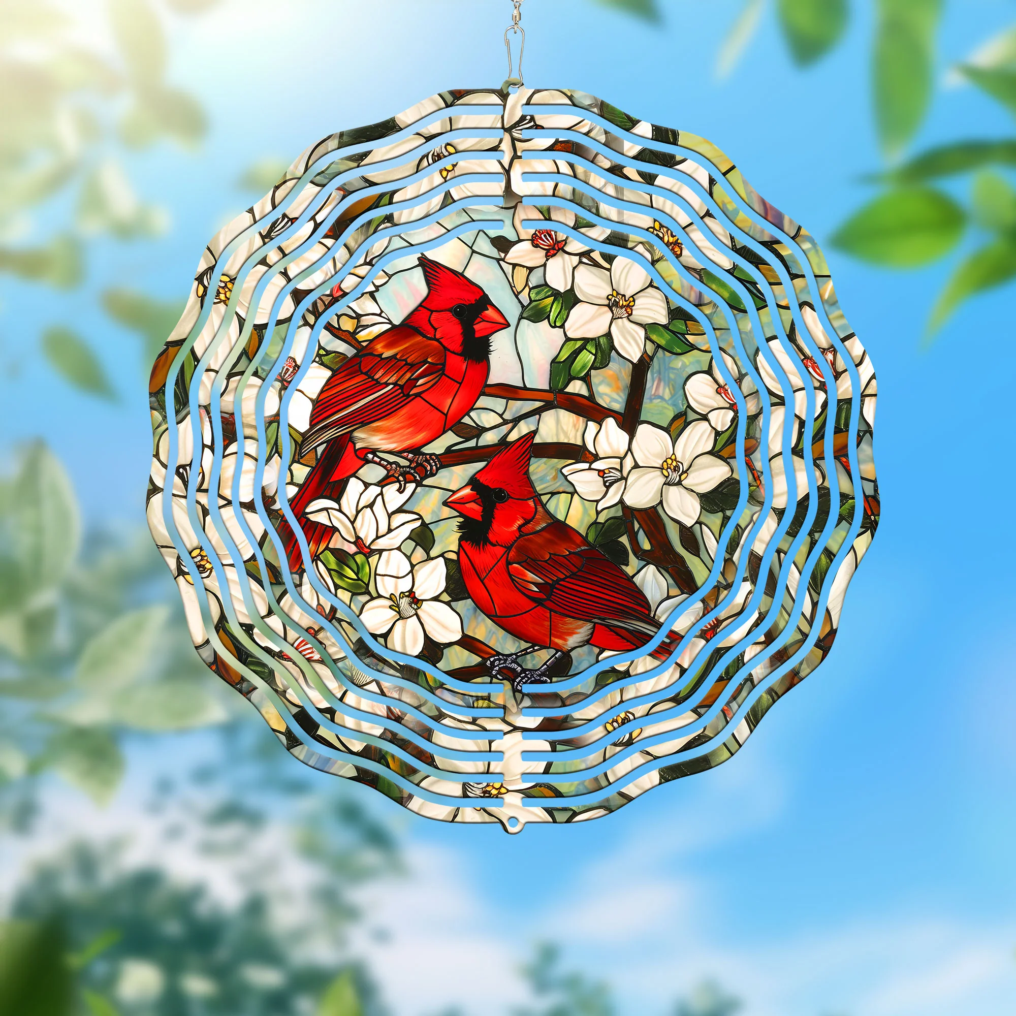 Cardinals In Flower Garden Cardinal Wind Spinner