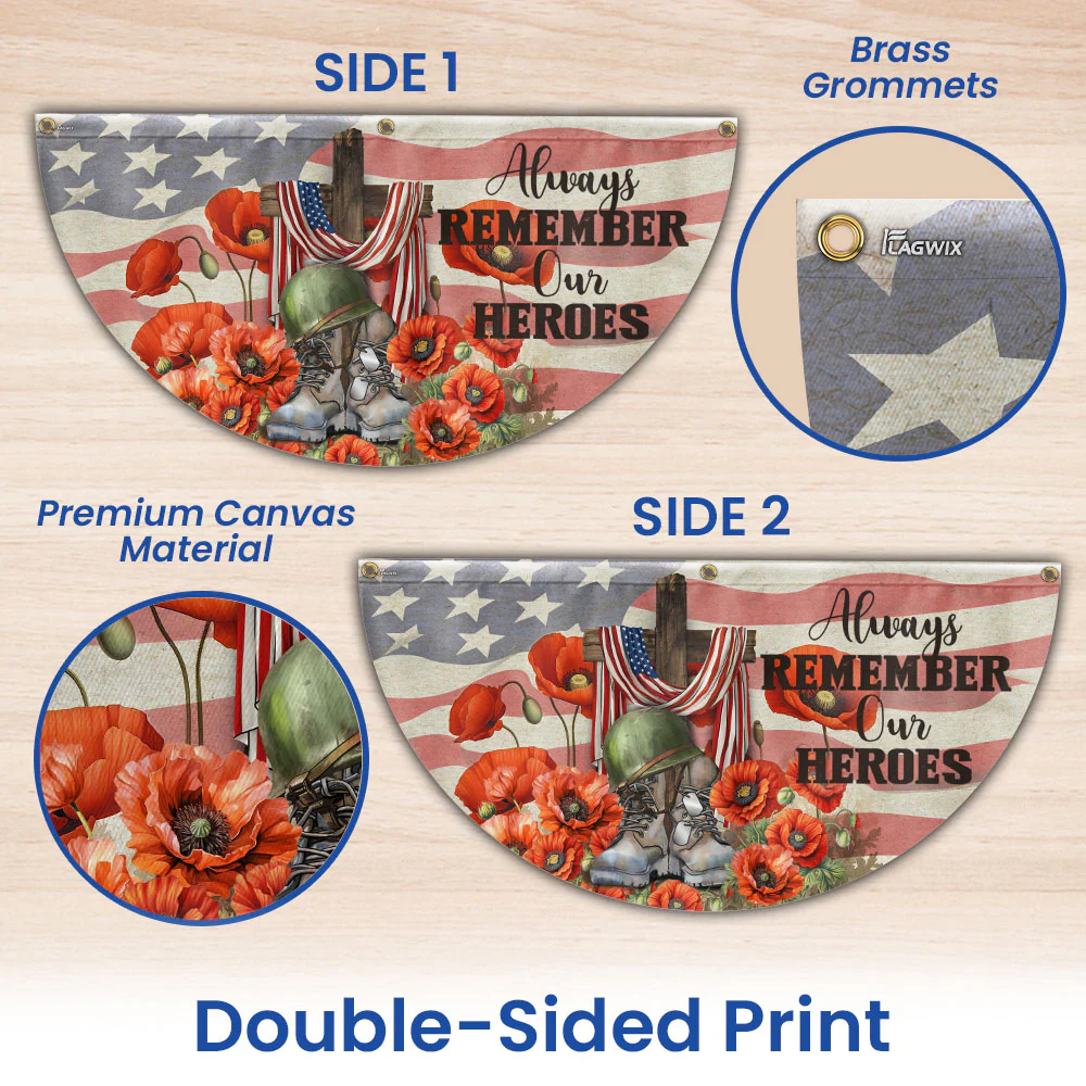Memorial Day Always Remember Our Heroes Non-Pleated Fan Flag