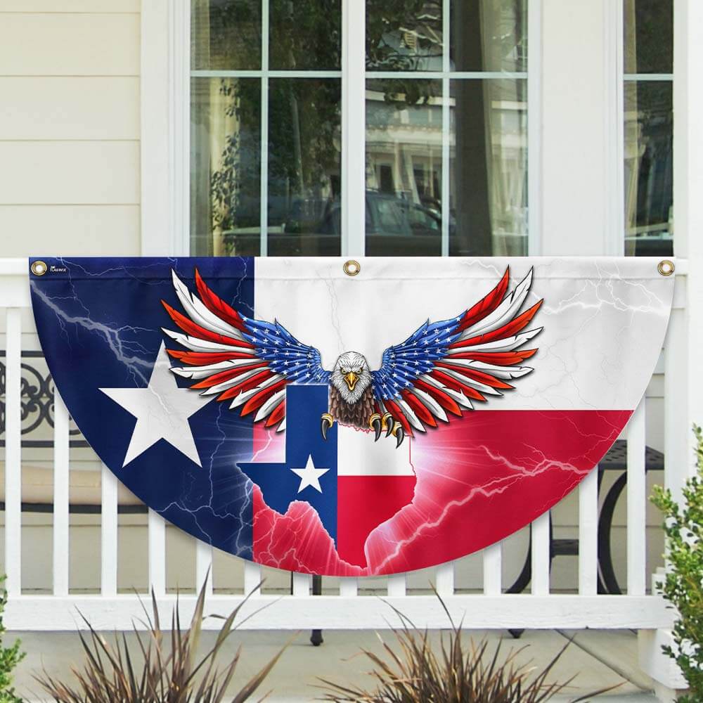 Texas Patriotic American Eagle Non-Pleated Fan Flag