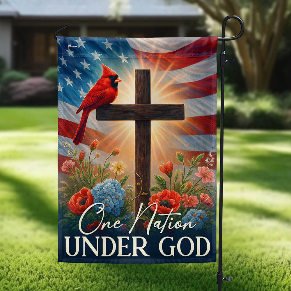 Cardinal Christian Cross American Flag One Nation Under God Flag