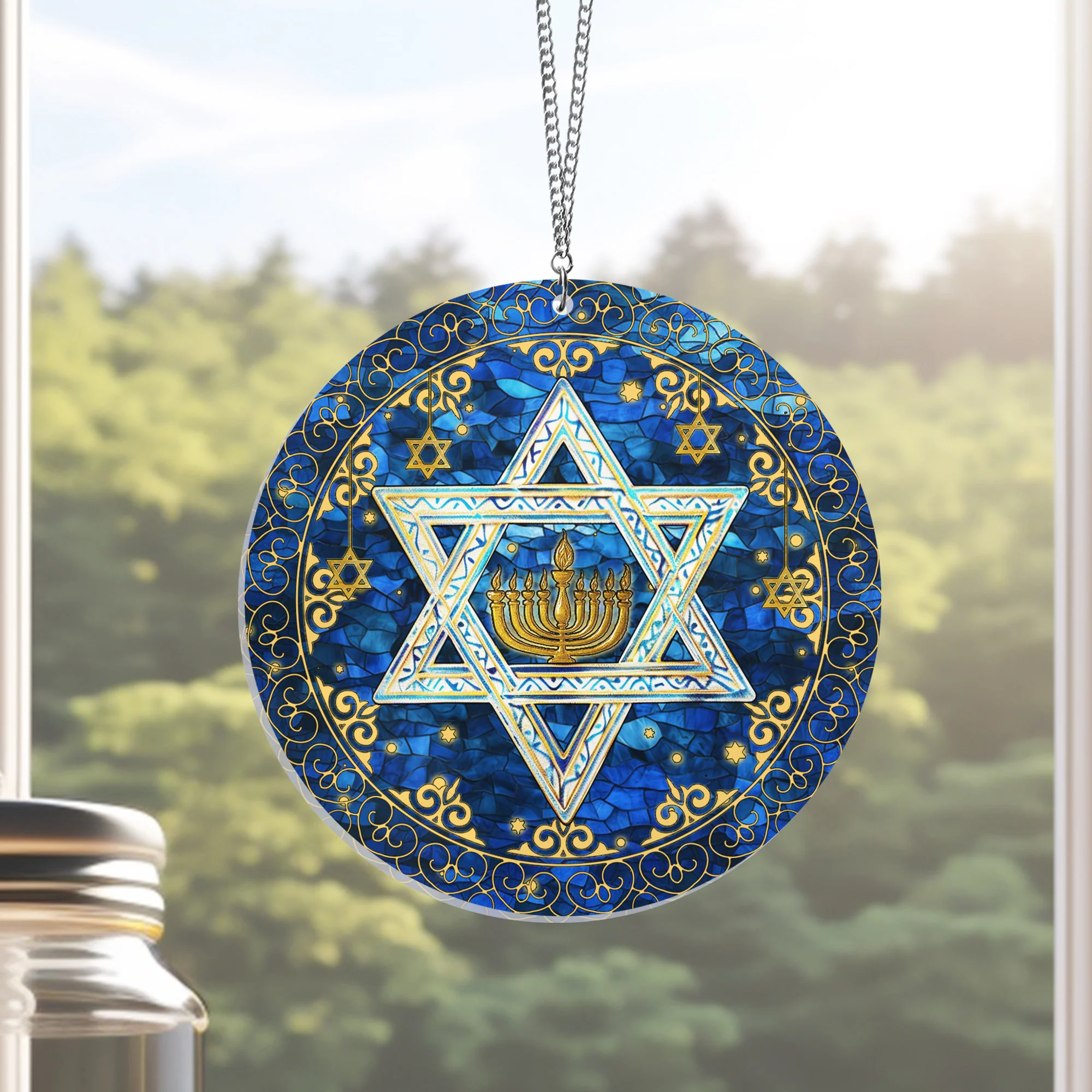 Jewish Star of David Suncatcher - Acrylic Hanging Ornament for Christmas & Hanukkah - Unique Gift for Jewish Holidays