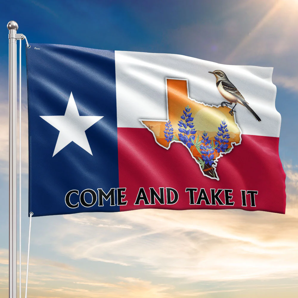 Texas Bluebonnets Flag | Come And Take It with Mockingbird Grommet Flag