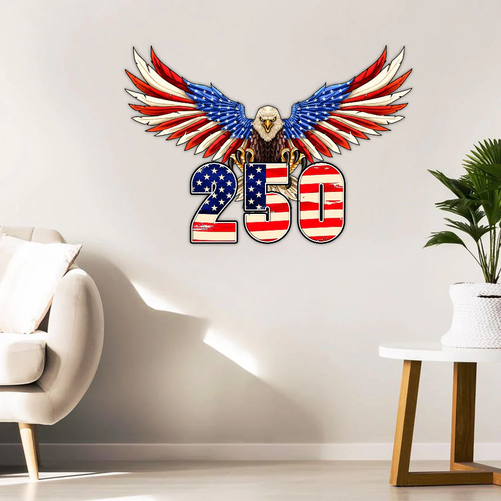250th Anniversary Patriotic Eagle Hanging Metal Sign