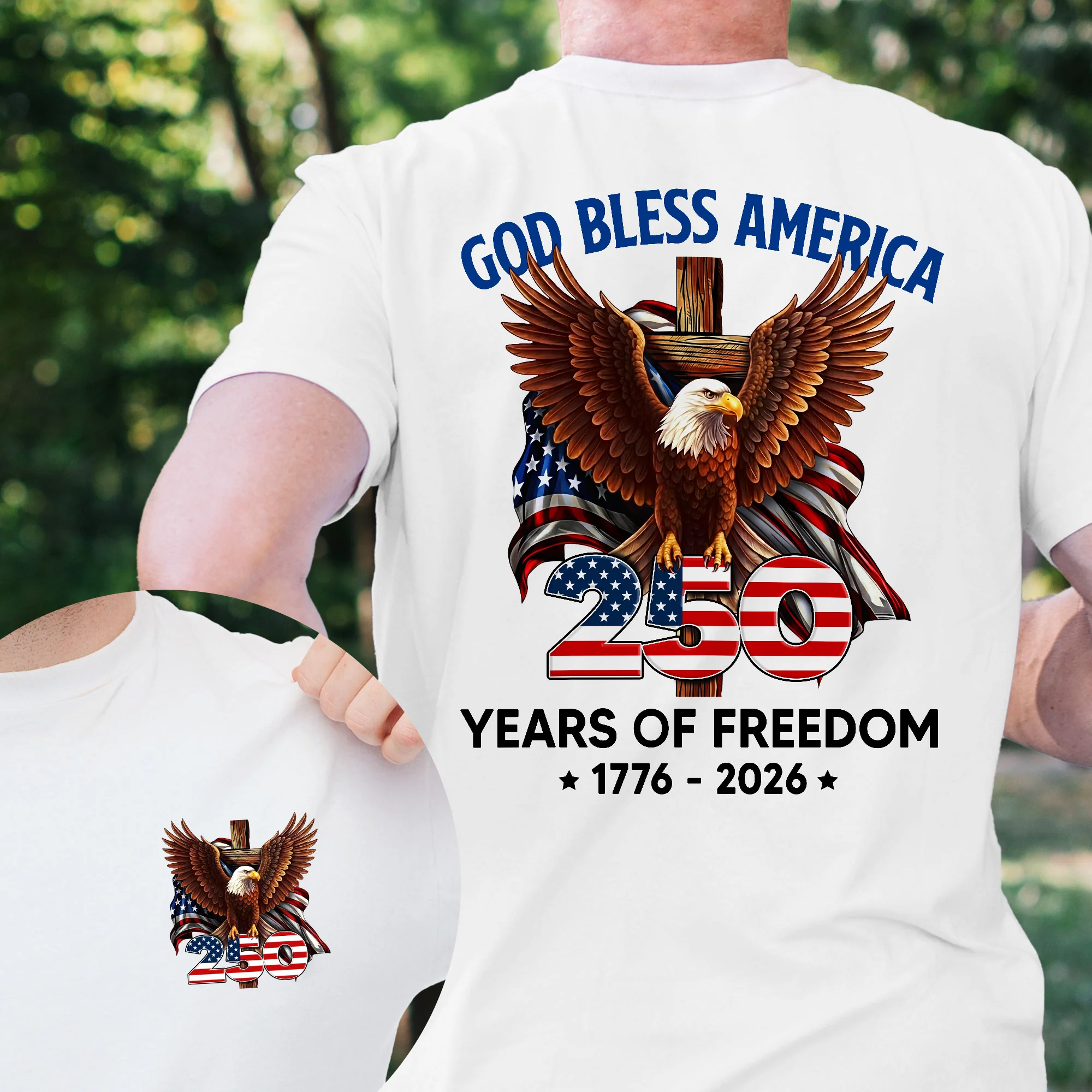 250 Years of Freedom T-shirt | Patriotic God Bless America Eagle Shirt
