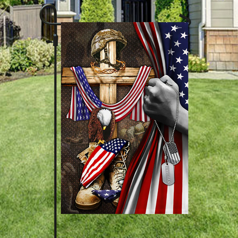 Bimipi American Flag - U.S. Veteran. Christian Cross American Patriot Memorial Flag
