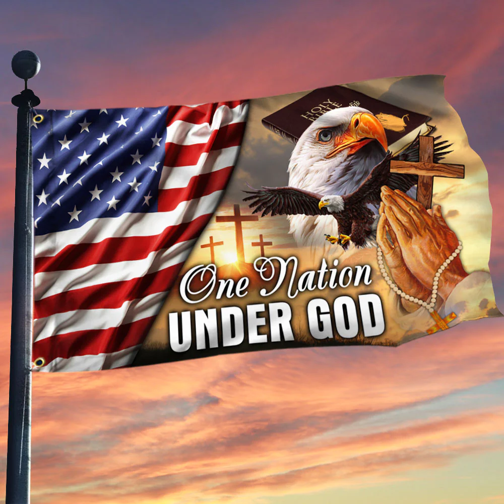 Patriotic Eagle American Flag One Nation Under God Grommet Flag
