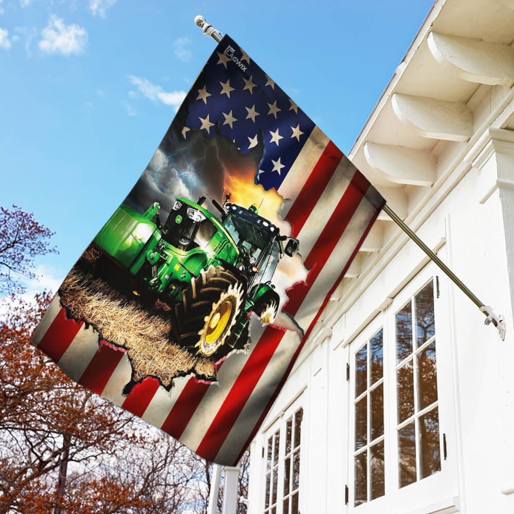 Tractor Farmer American Flag 3-Day Shipping