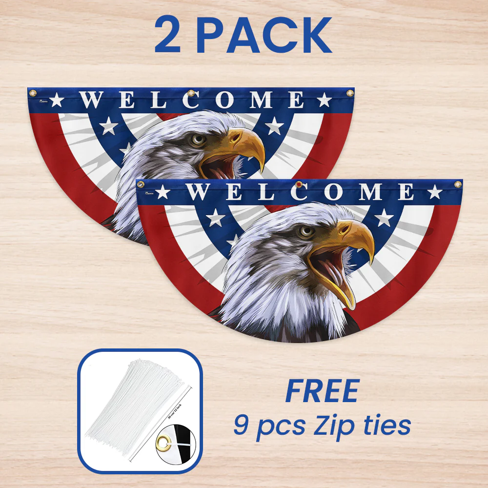 Bimipi American Flag - Patriotic Eagle Welcome American  Non-Pleated Fan Flag