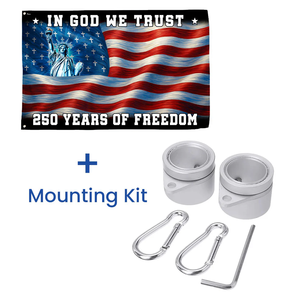 250 years of Freedom Christian Flag, In God We Trust Patriotic Grommet flag