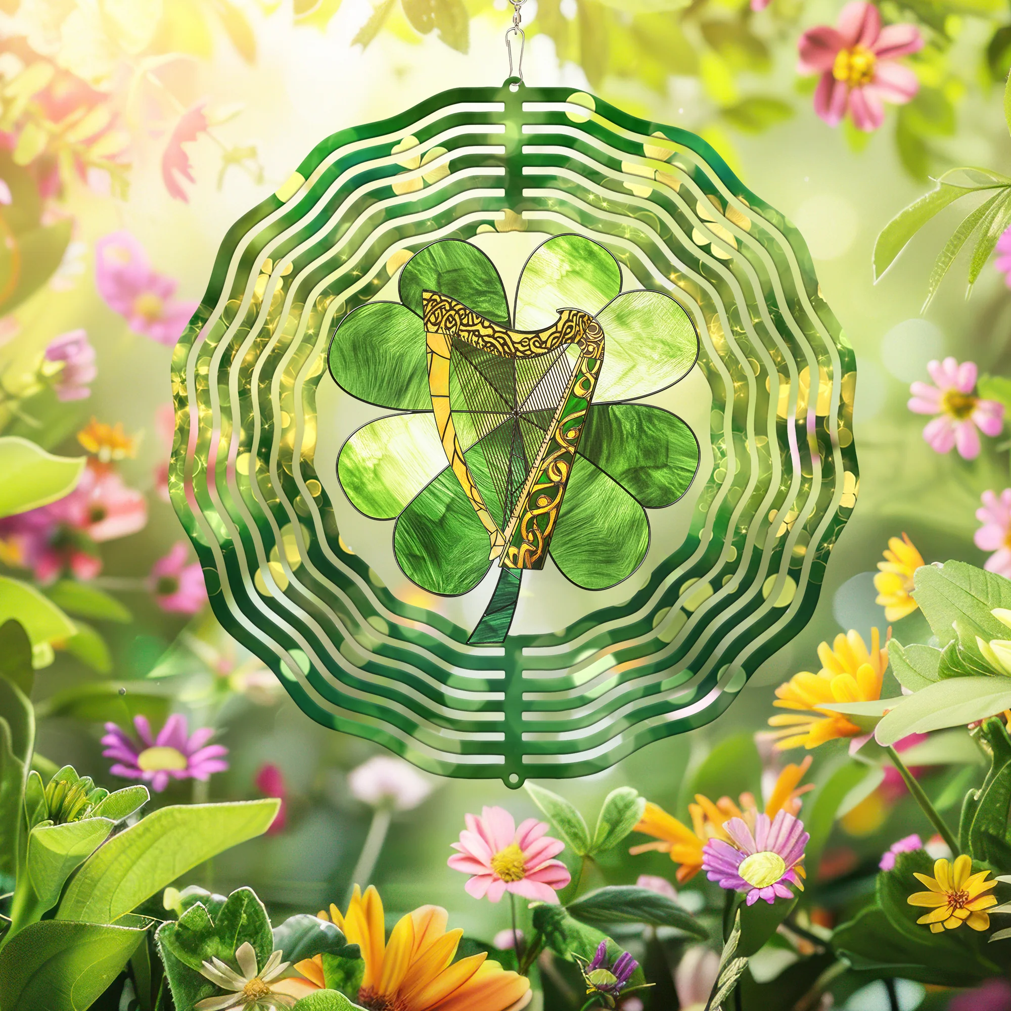 Irish Harp And Shamrocks St. Patrick's Day Wind Spinner