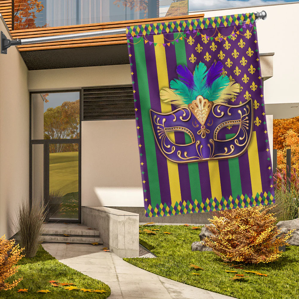 Bimipi  Mardi Gras Fleur De Lis and Masquerade Mask American Flag