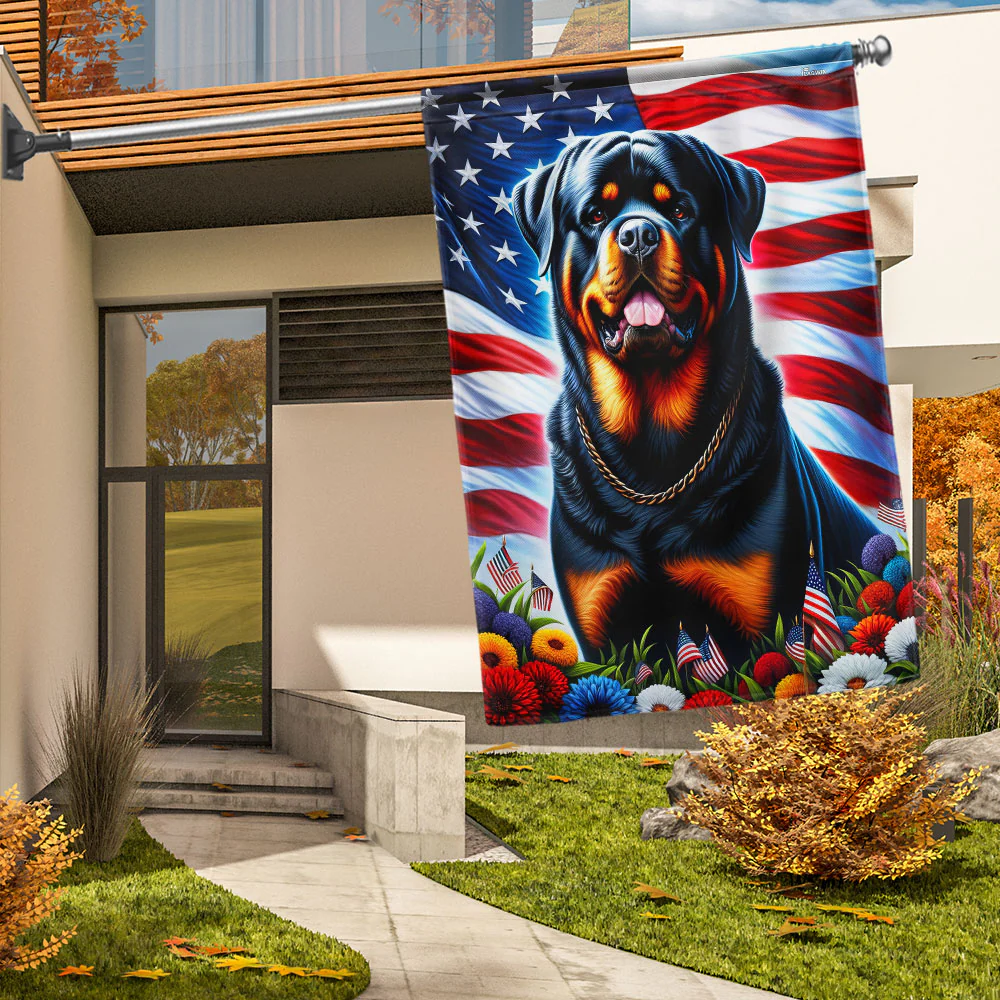 Bimipi Patriotic Rottweiler Dog American Flag