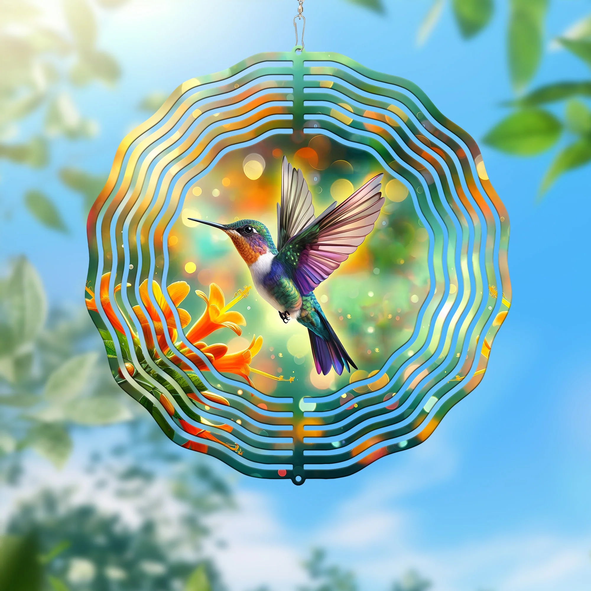 Hummingbird Flower Wind Spinner