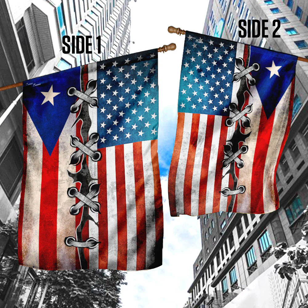 Puerto Rico And American Flag 3-Day Shipping