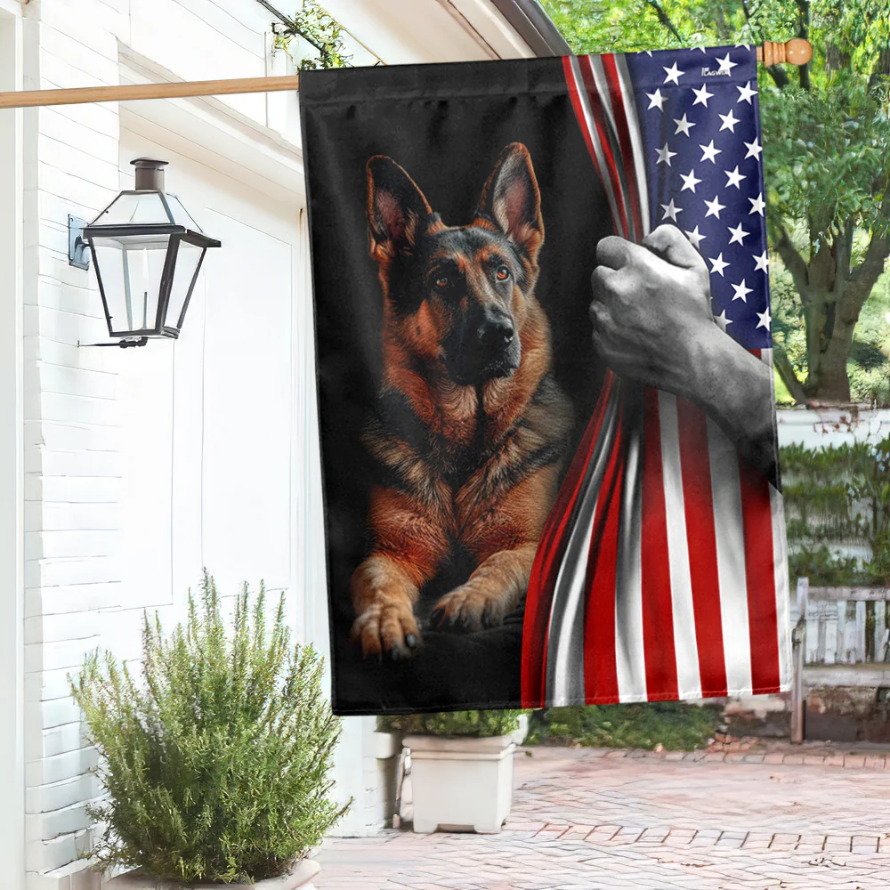 Dog Flag German Shepherd American Flag
