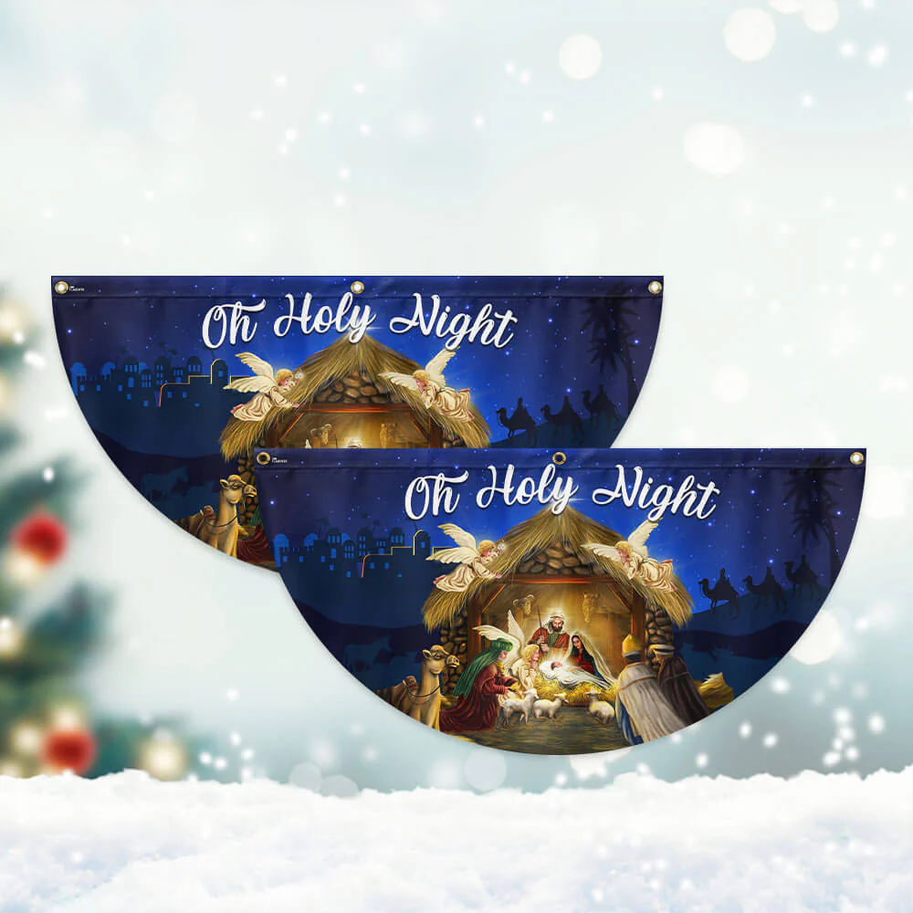 Nativity Of Jesus Christmas Fan Flag Holy Night Christmas Non-Pleated Fan Flag