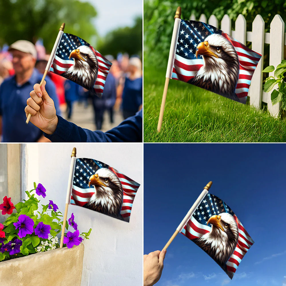 Patriotic American Handheld Flag, Small Eagle Independence American Flag