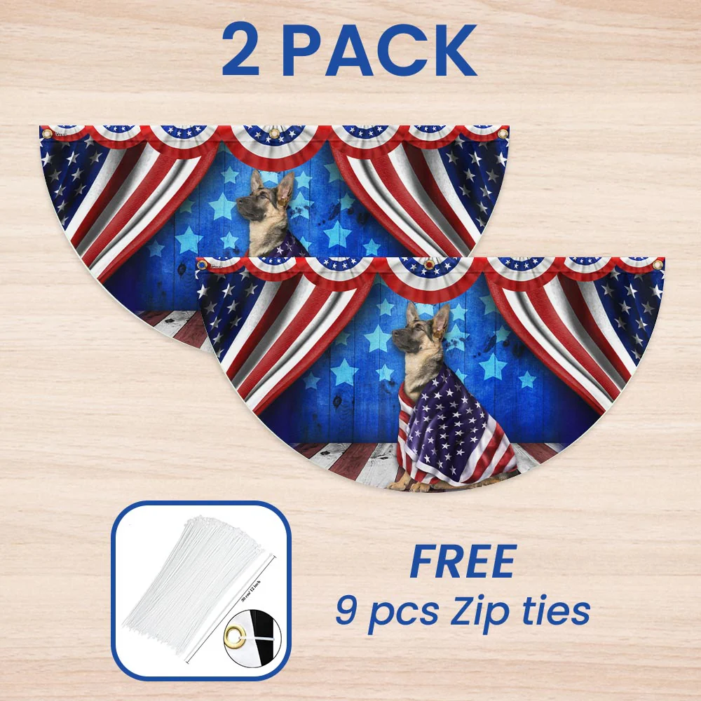 Bimipi American Flag - Patriotic Dog German Shepherd American Non-Pleated Fan Flag Wrapped in Glory