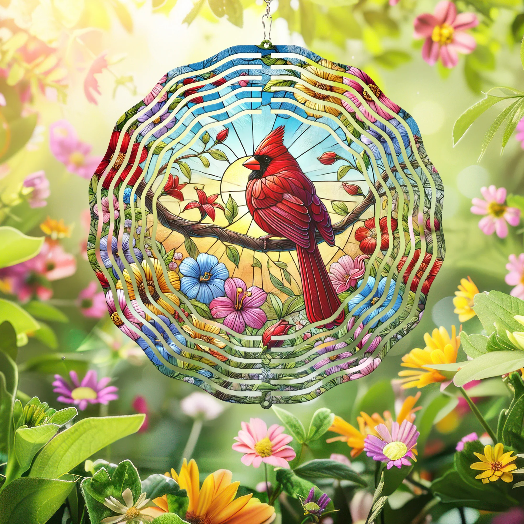 Red Cardinal Spring Wind Spinner