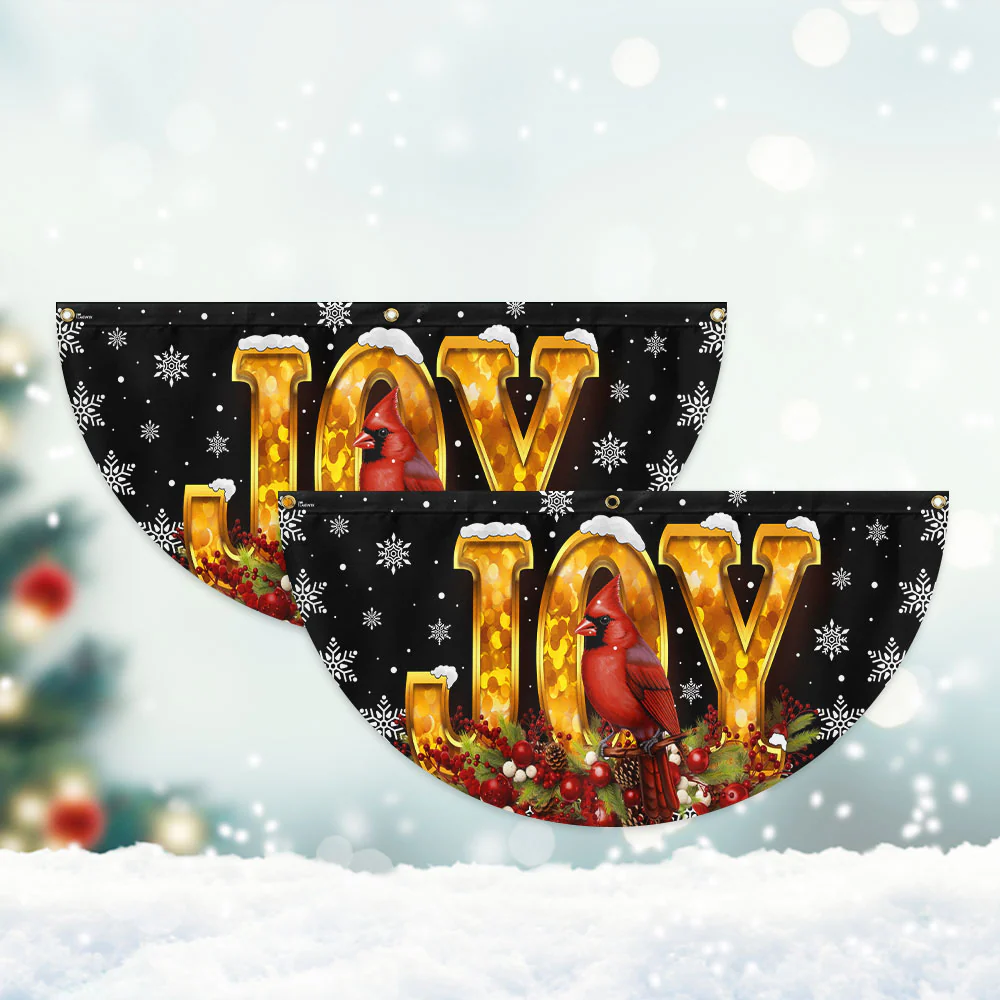 Cardinal Christmas Joy To The World Non-Pleated Fan Flag  3-Day Shipping