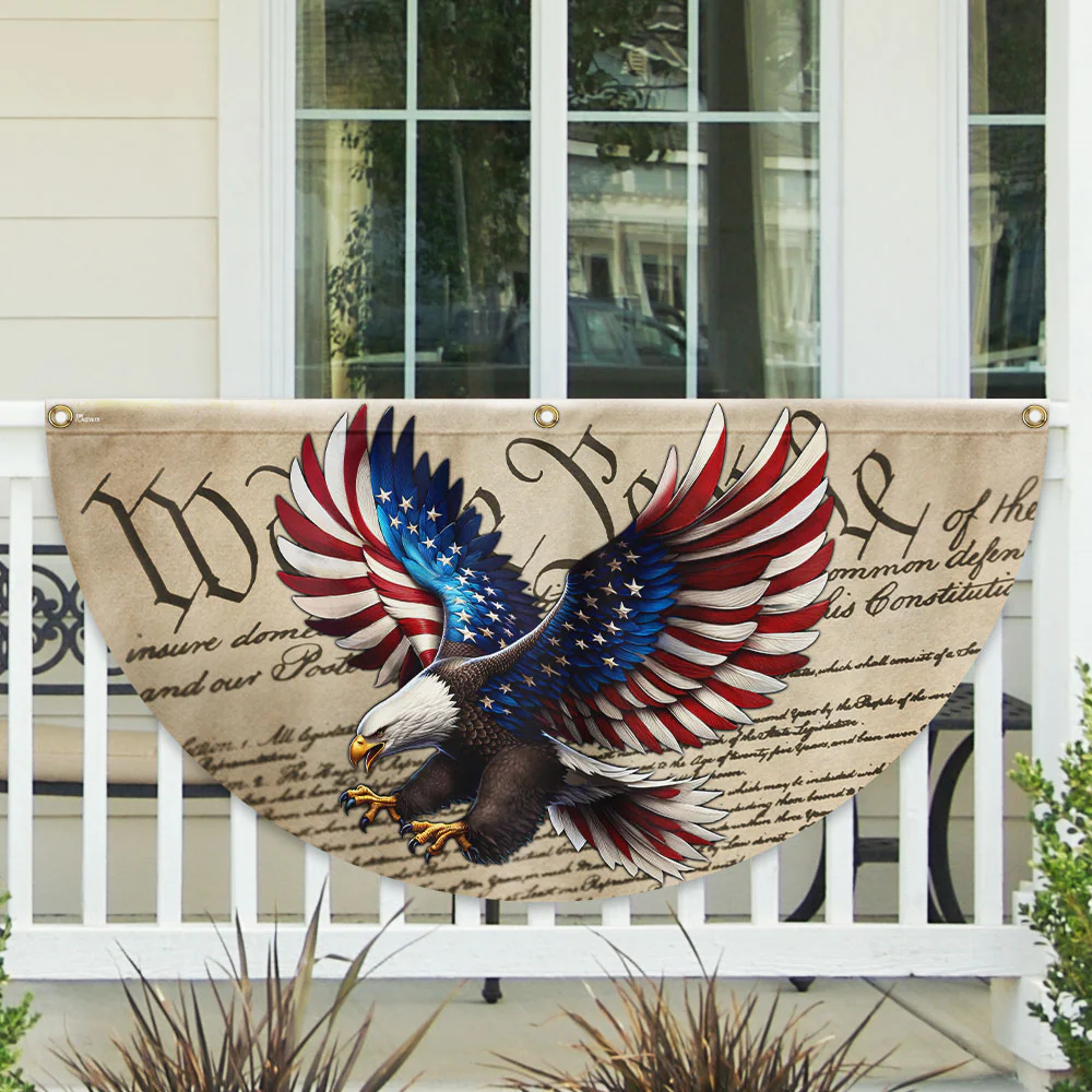 Bimipi American Flag - Patriotic Eagle We The People American Non-Pleated Fan Flag