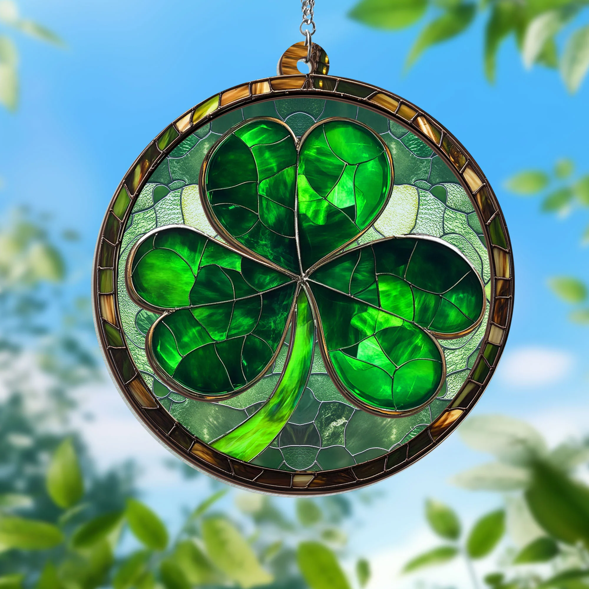 Shamrock Irish Saint Patrick's Day 2 Layered Hanging Suncatcher