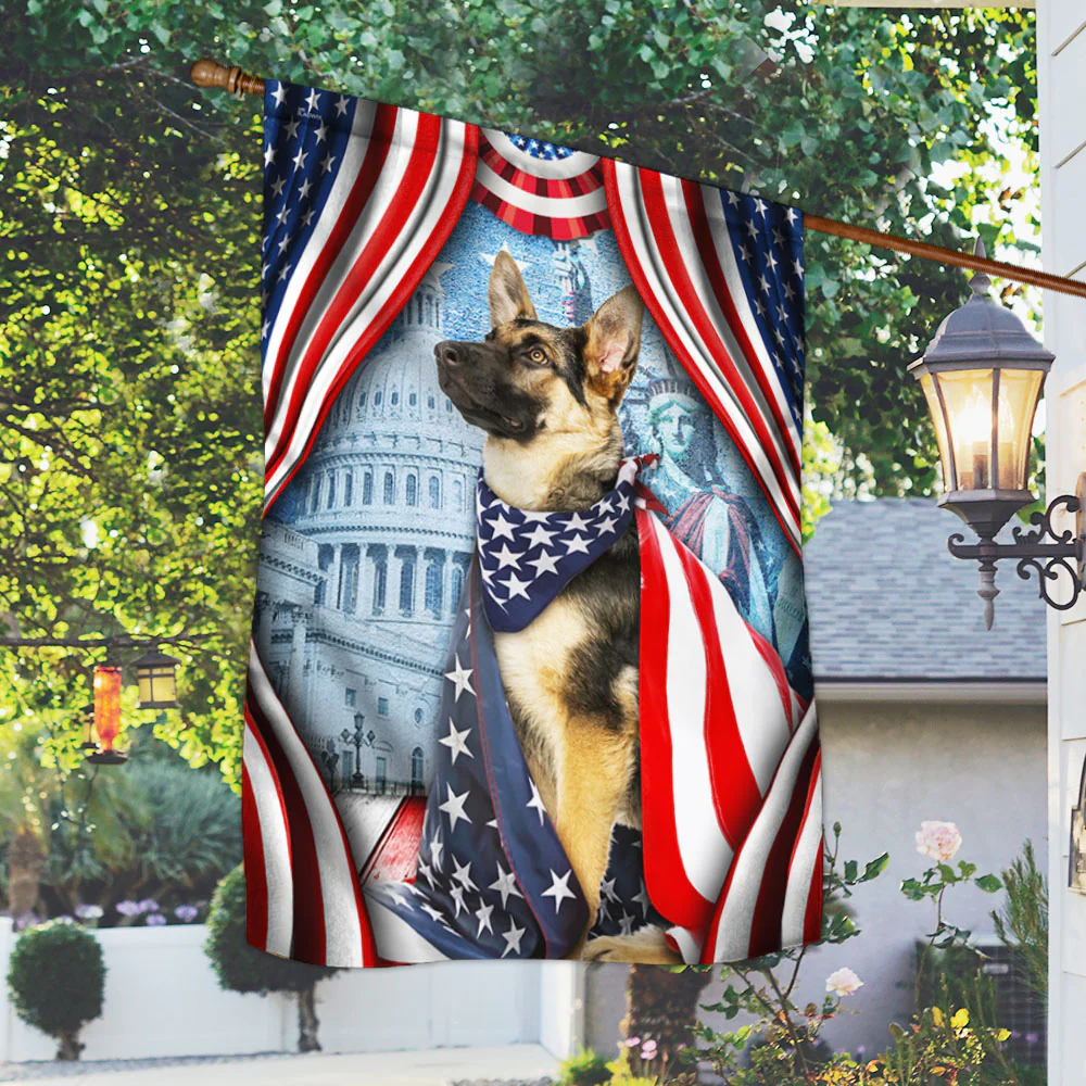Bimipi American Flag - Happy 4th Of july. German Shepherd American Flag Wrapped in Glory TPT186Fv2