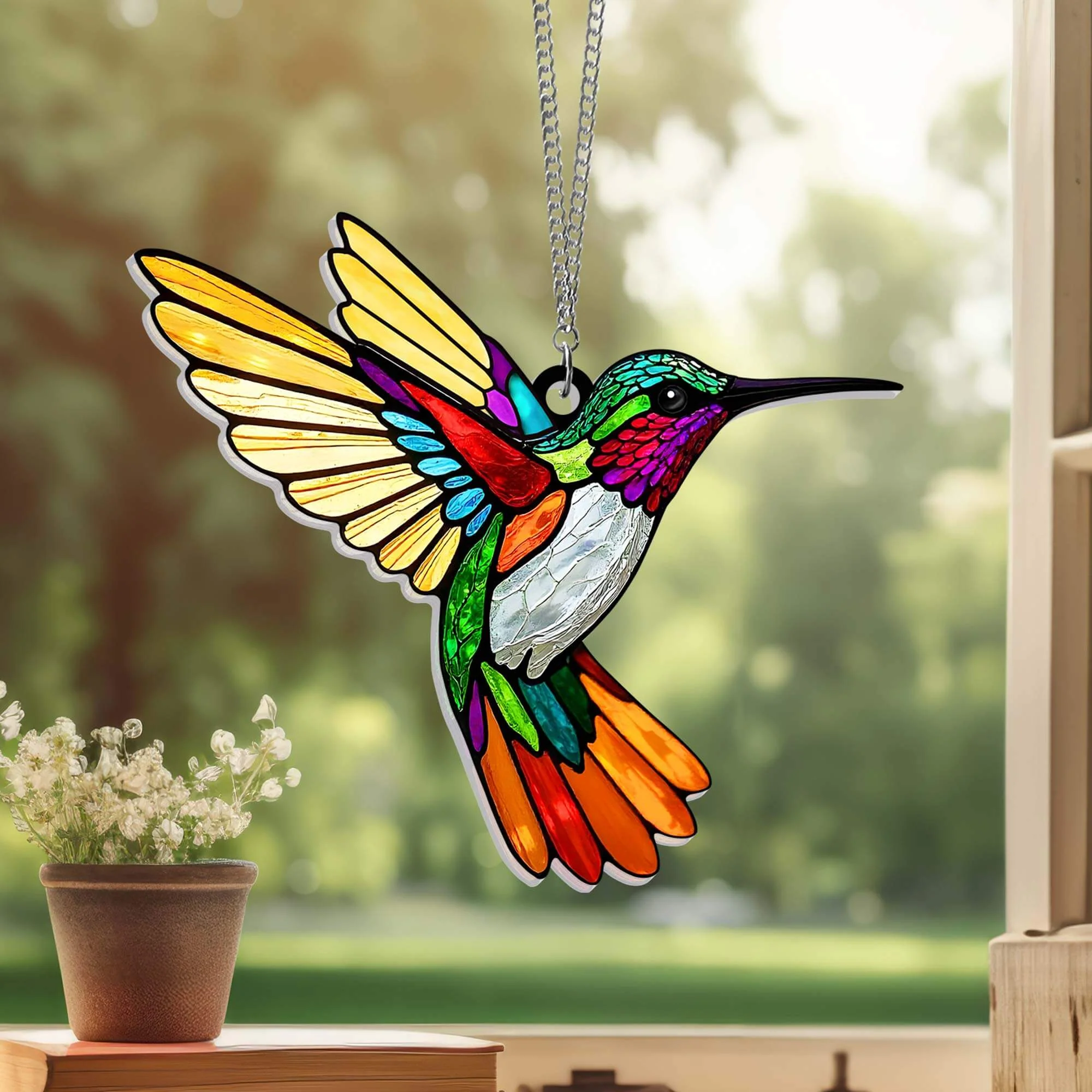 Hummingbird Suncatcher Hanging Sign
