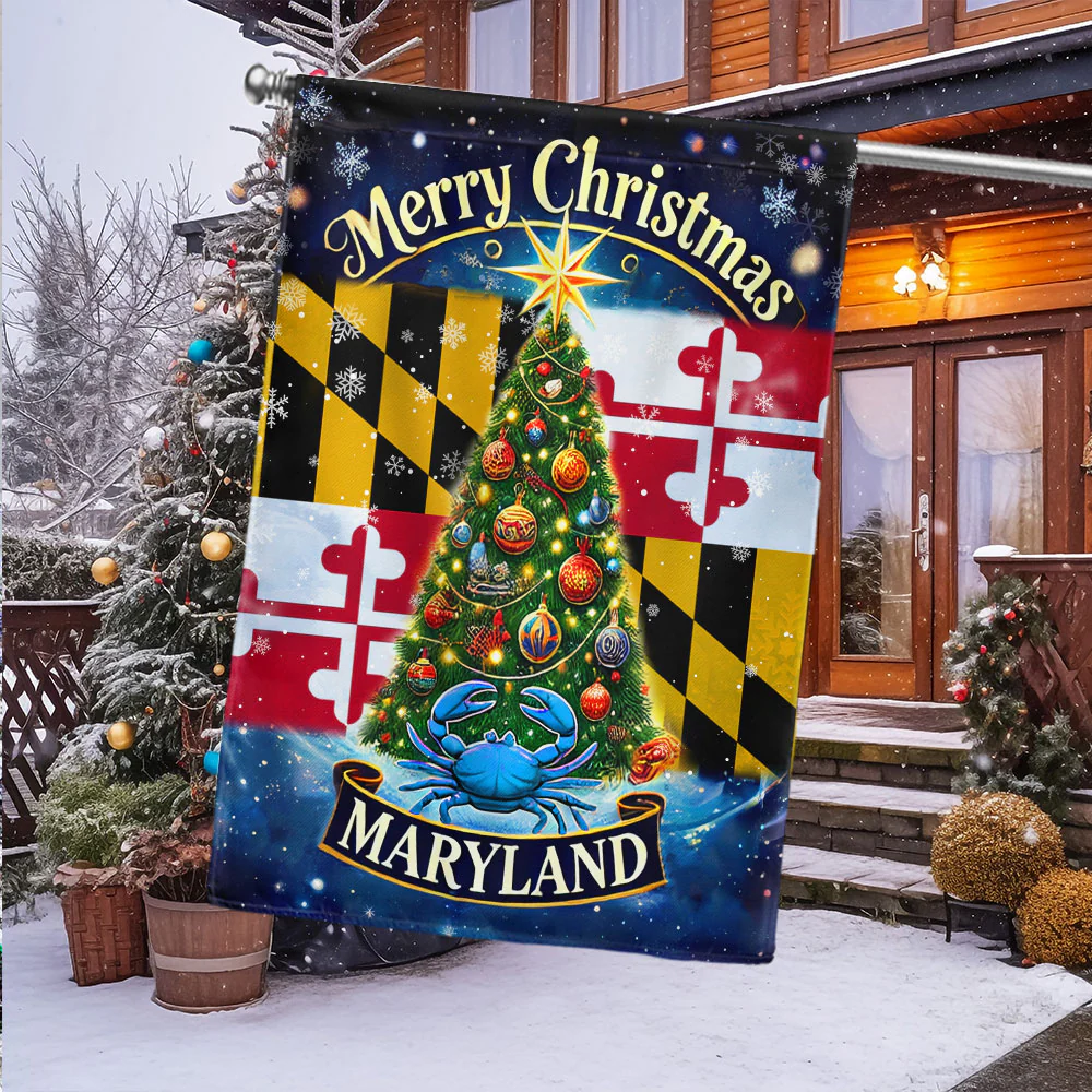 Maryland Merry Christmas Flag