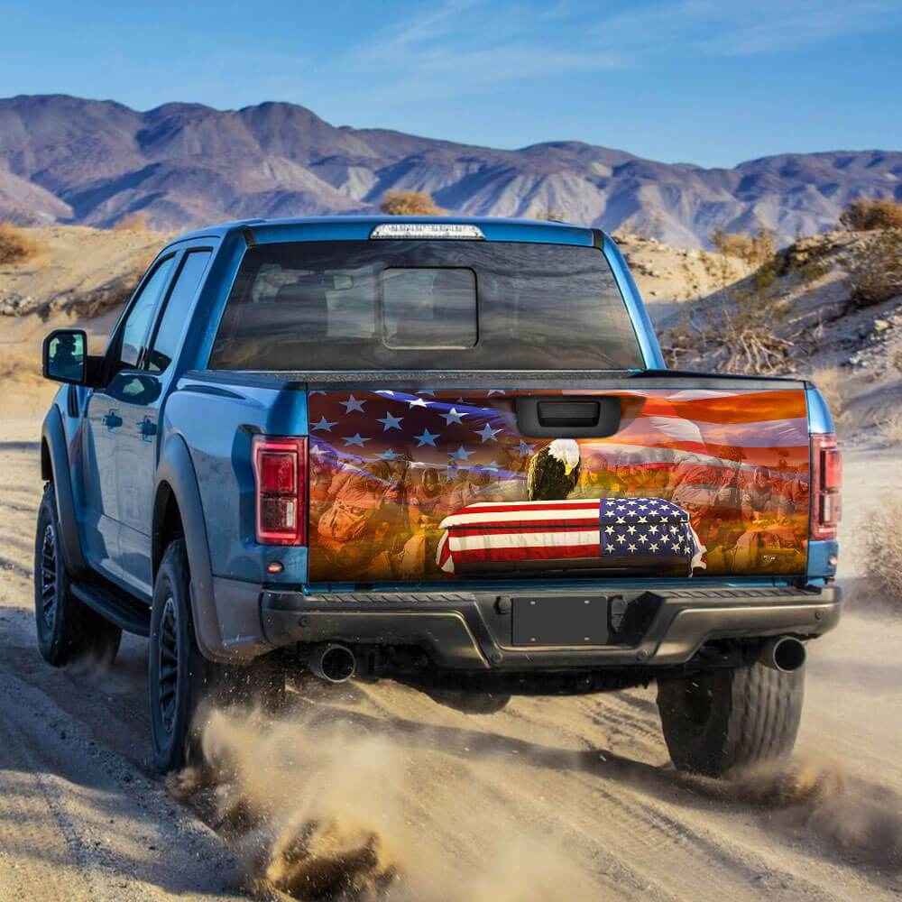 Remembrance American Eagle Honoring All Who Served Truck Tailgate Decal Sticker Wrap