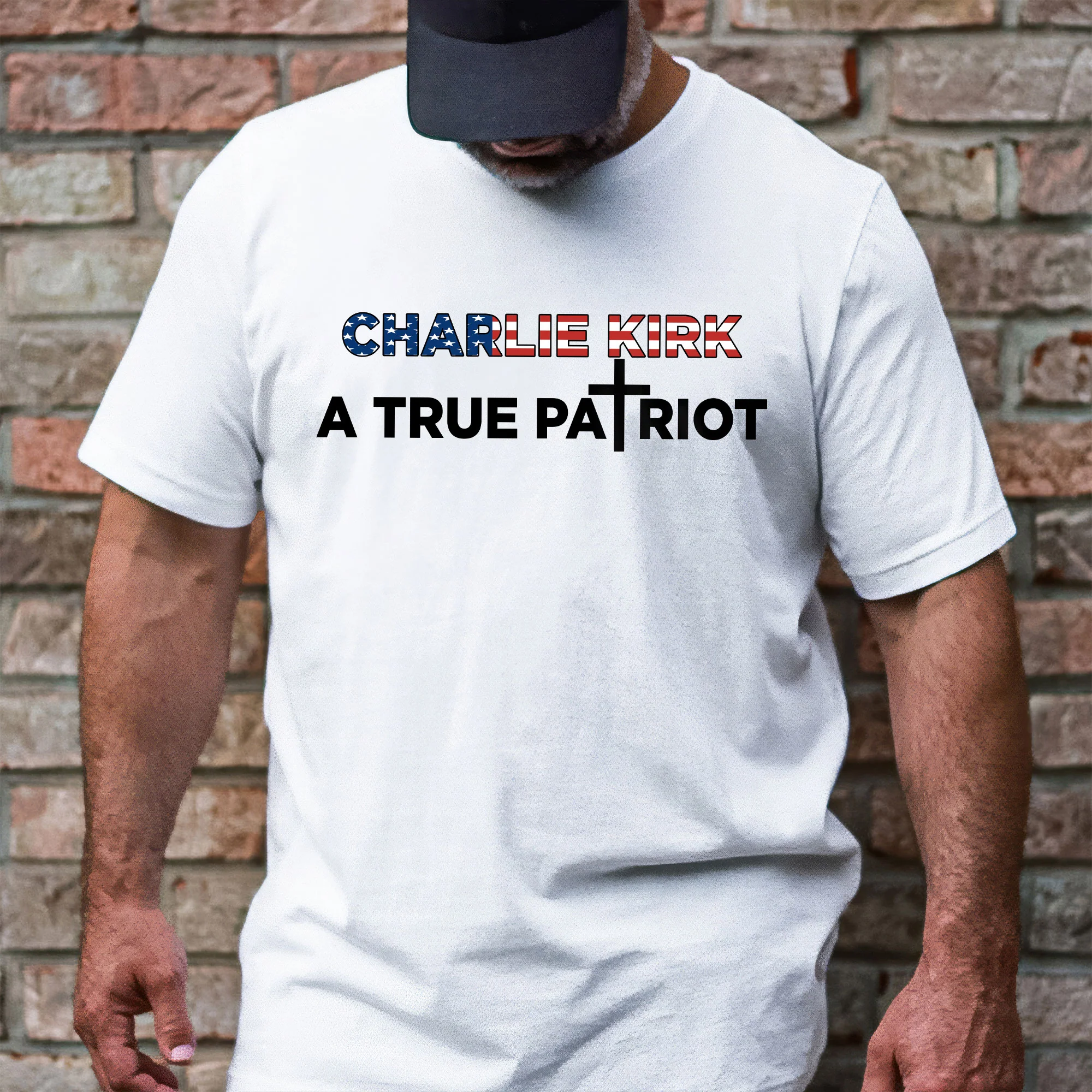 Charlie Kirk Patriot T-Shirt | Christian Cross American Flag Religious Tee