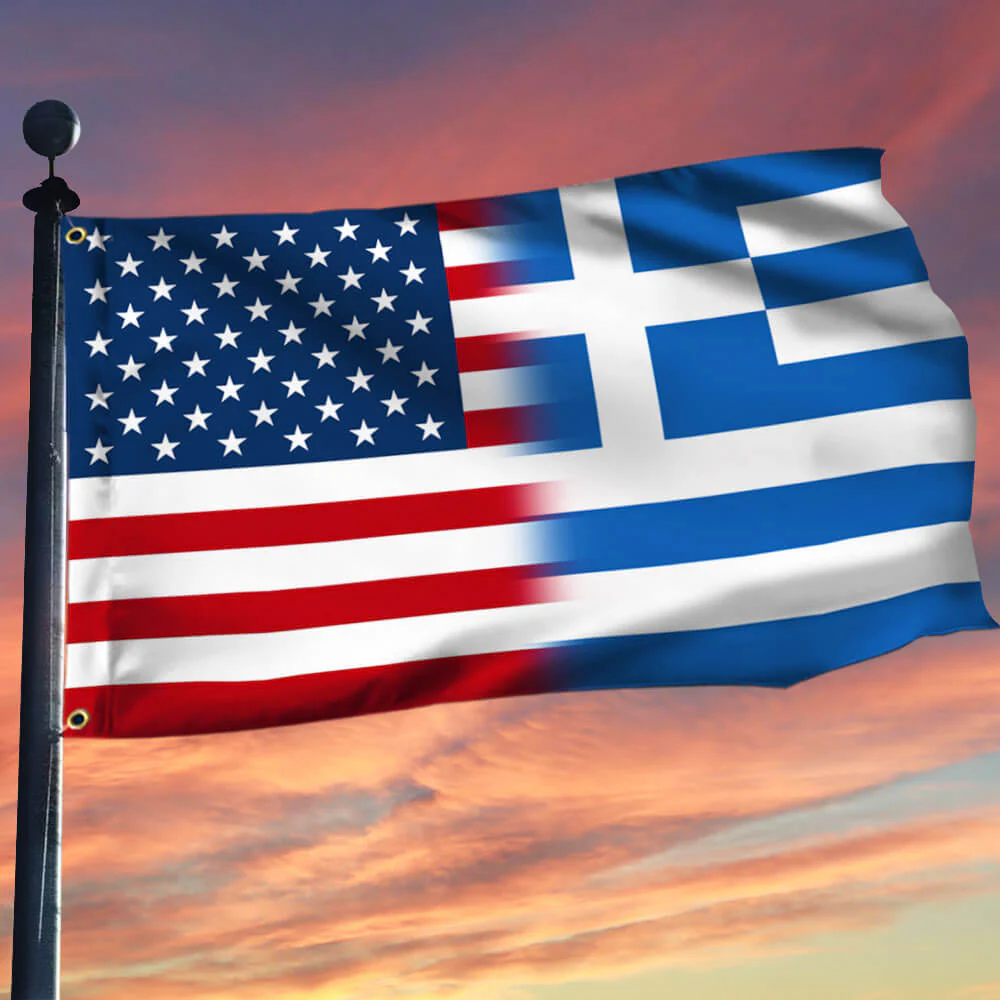 Greek And American Grommet Flag Greece USA, Greek-American Flag