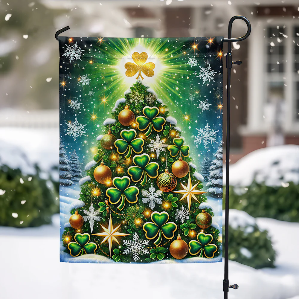 Christmas Irish Shamrock Flag