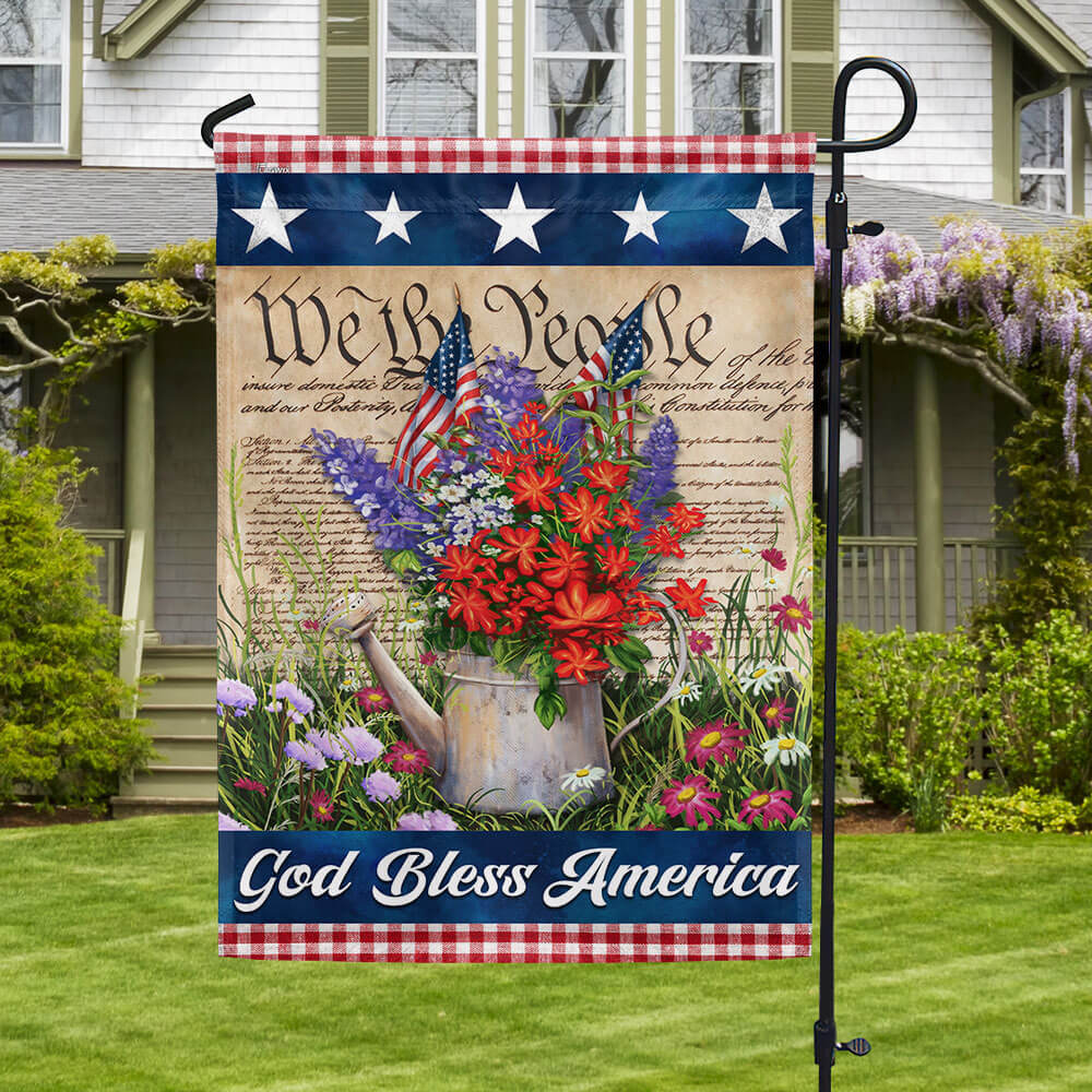 Bimipi American Flag - God Bless America Patriotic Flowers Happy 4th of july Flag