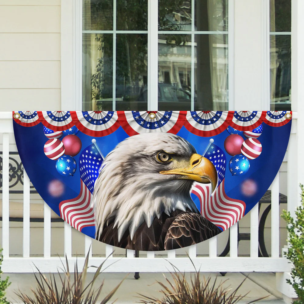 American Bald Eagle Patriotic Non-Pleated Fan Flag