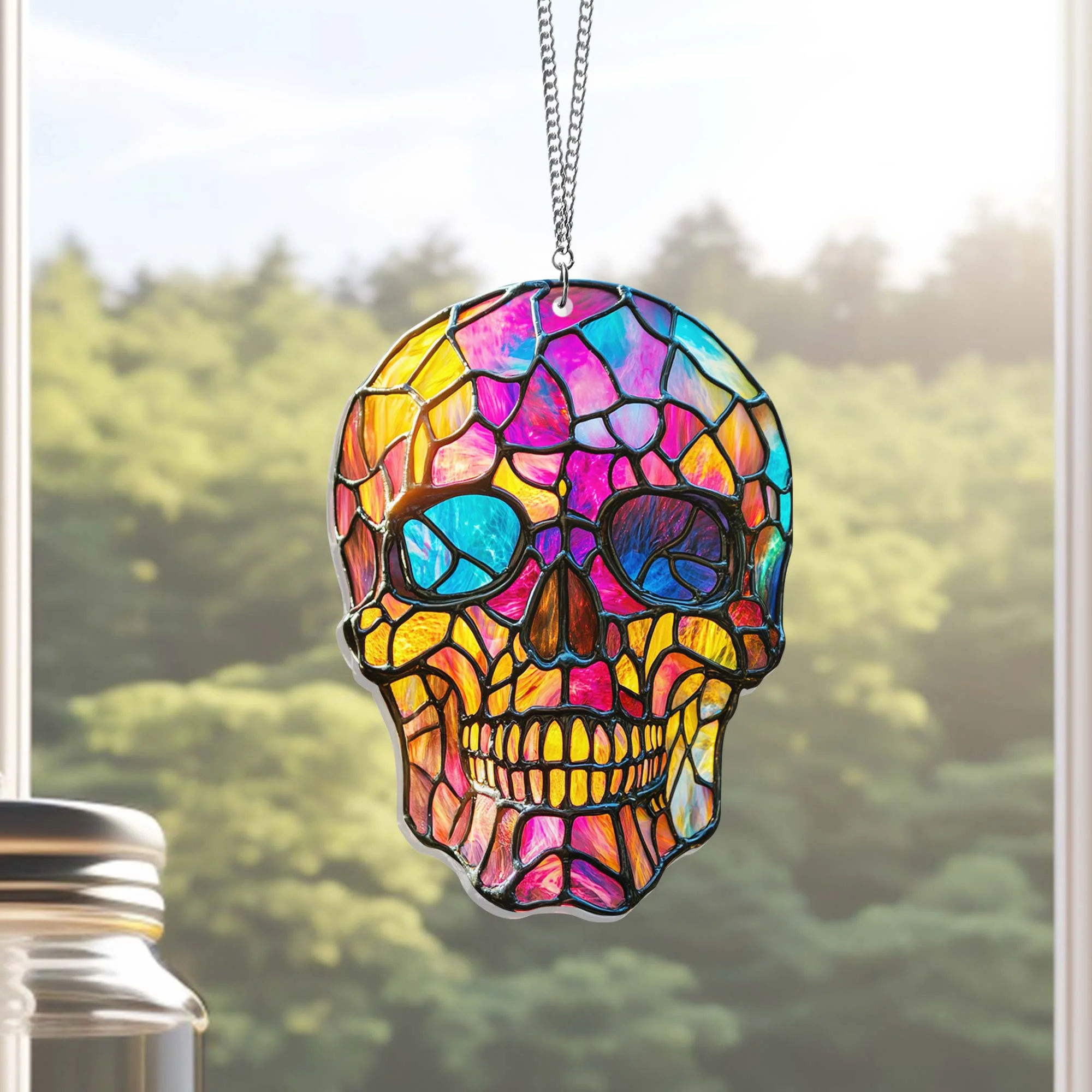Skull Suncatcher Hanging Sign