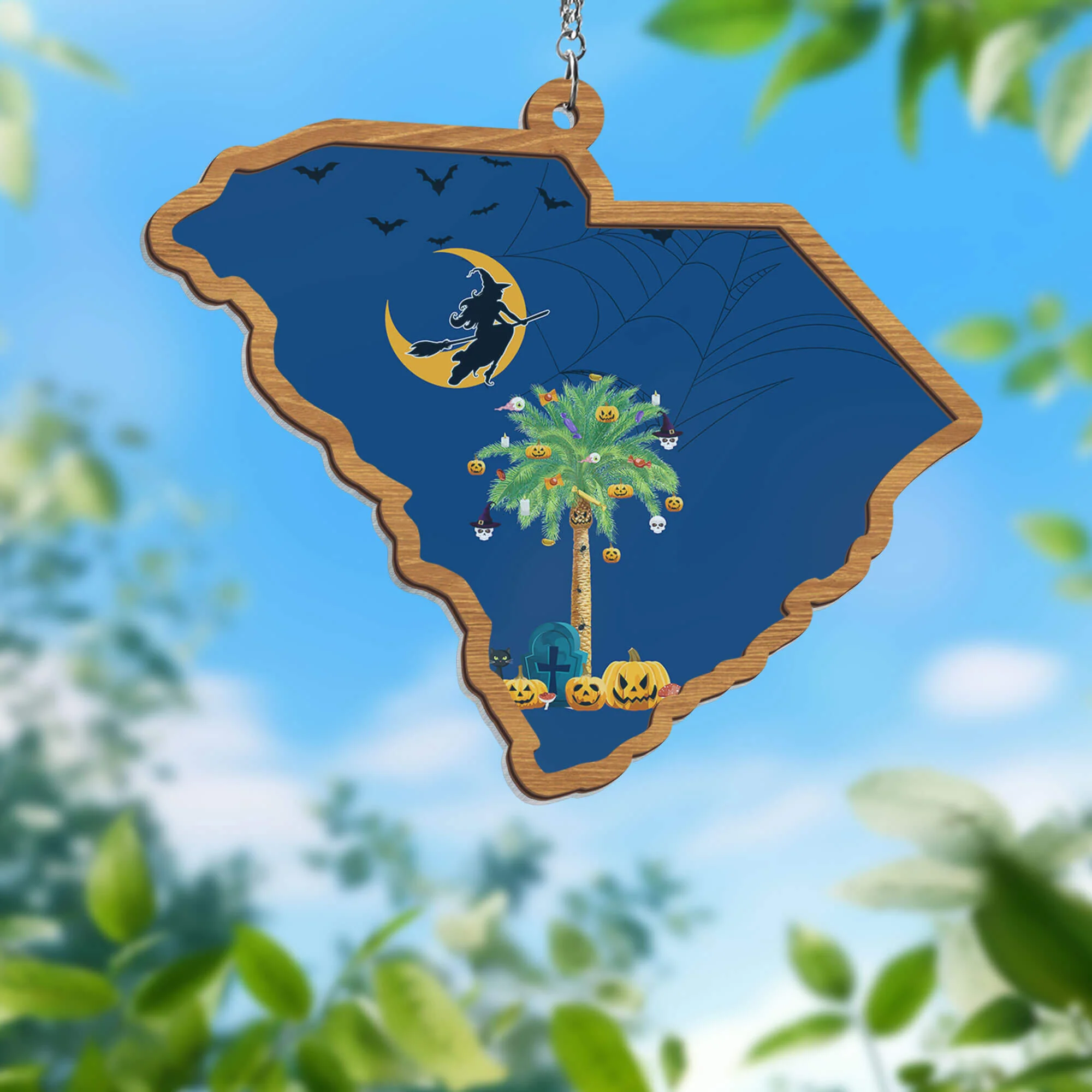 South Carolina Halloween 2 Layered Hanging Suncatcher