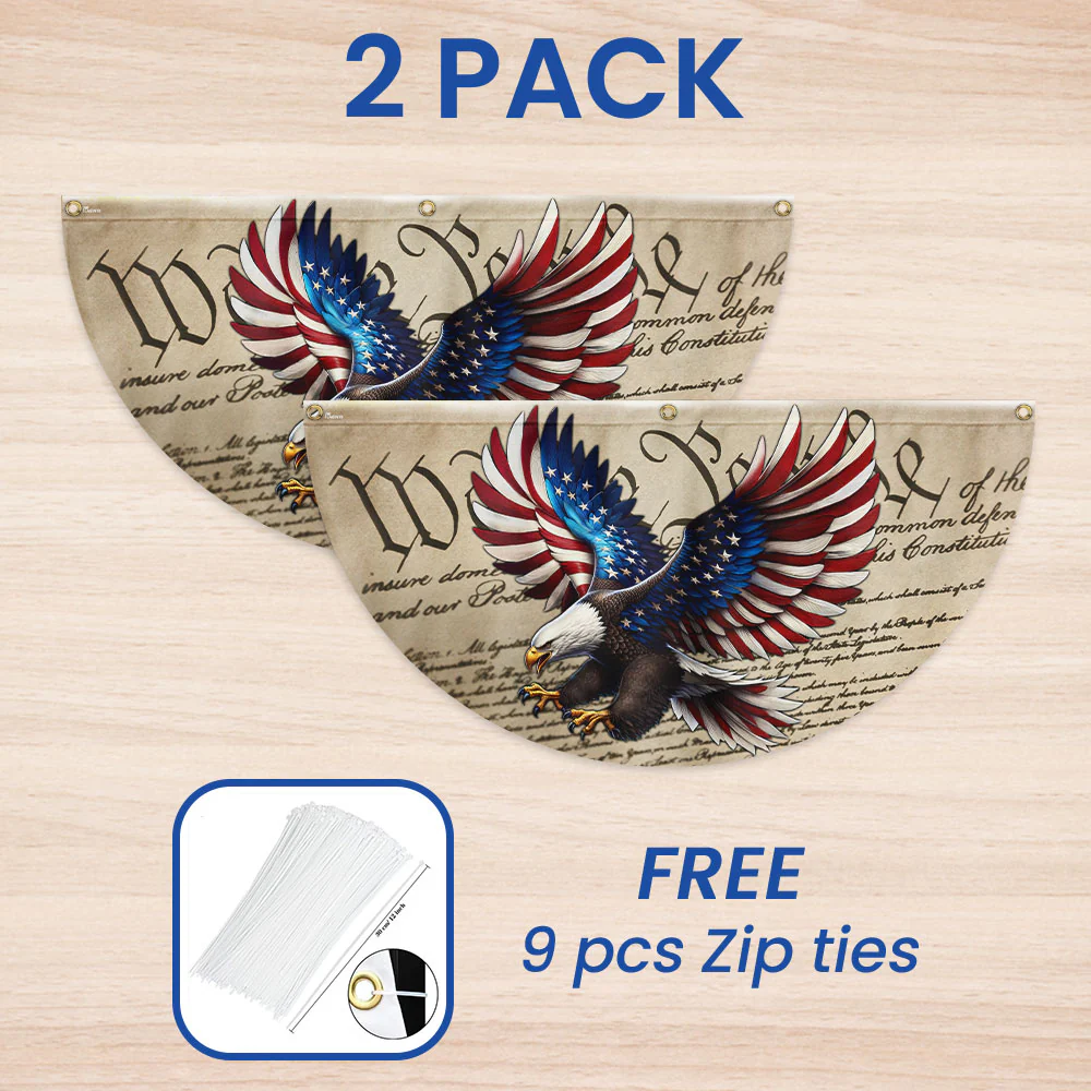 Bimipi American Flag - Patriotic Eagle We The People American Non-Pleated Fan Flag