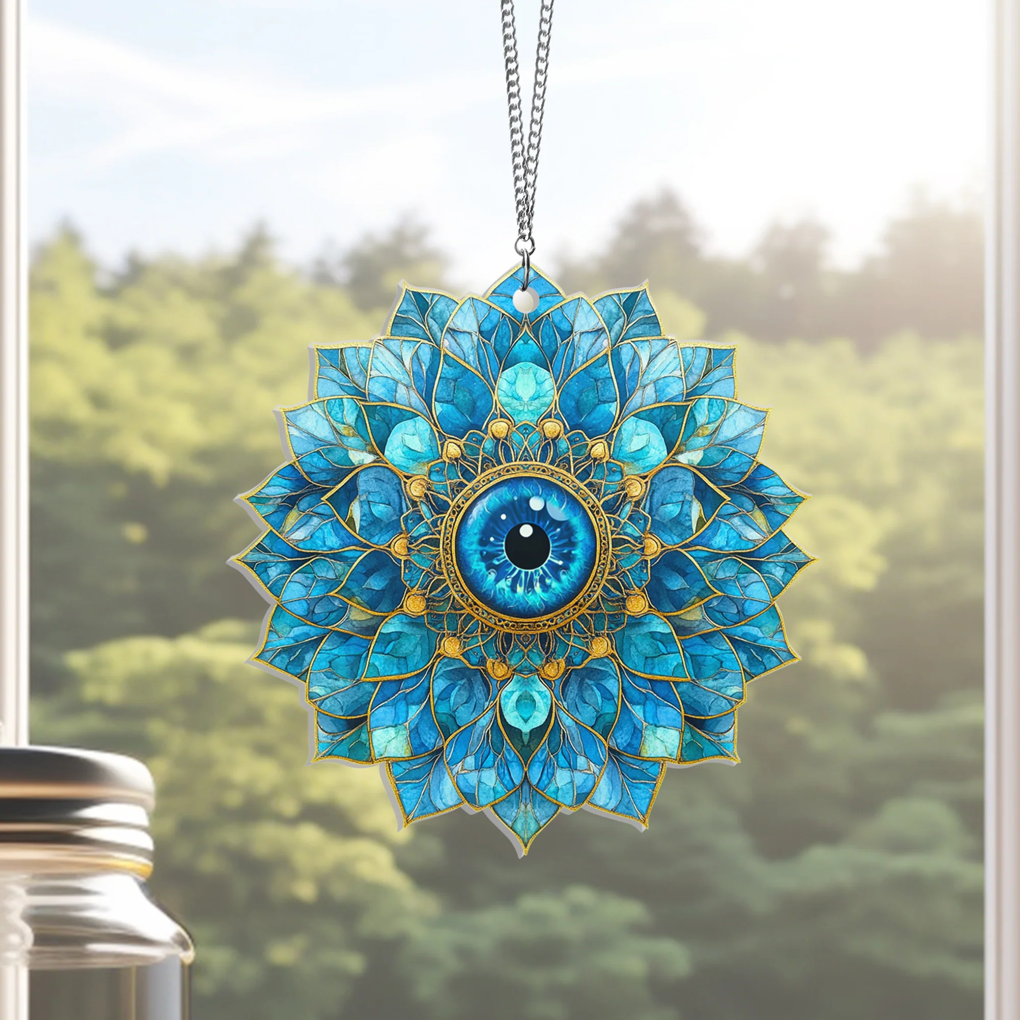 Jewish Evil Eye Mandala Suncatcher Acrylic Hanging