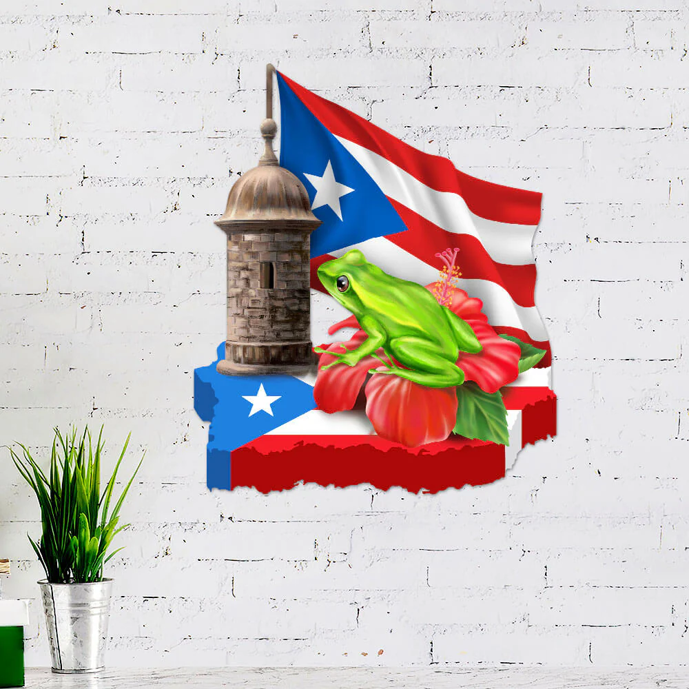 Coqui Frog Puerto Rico Hanging Metal Sign