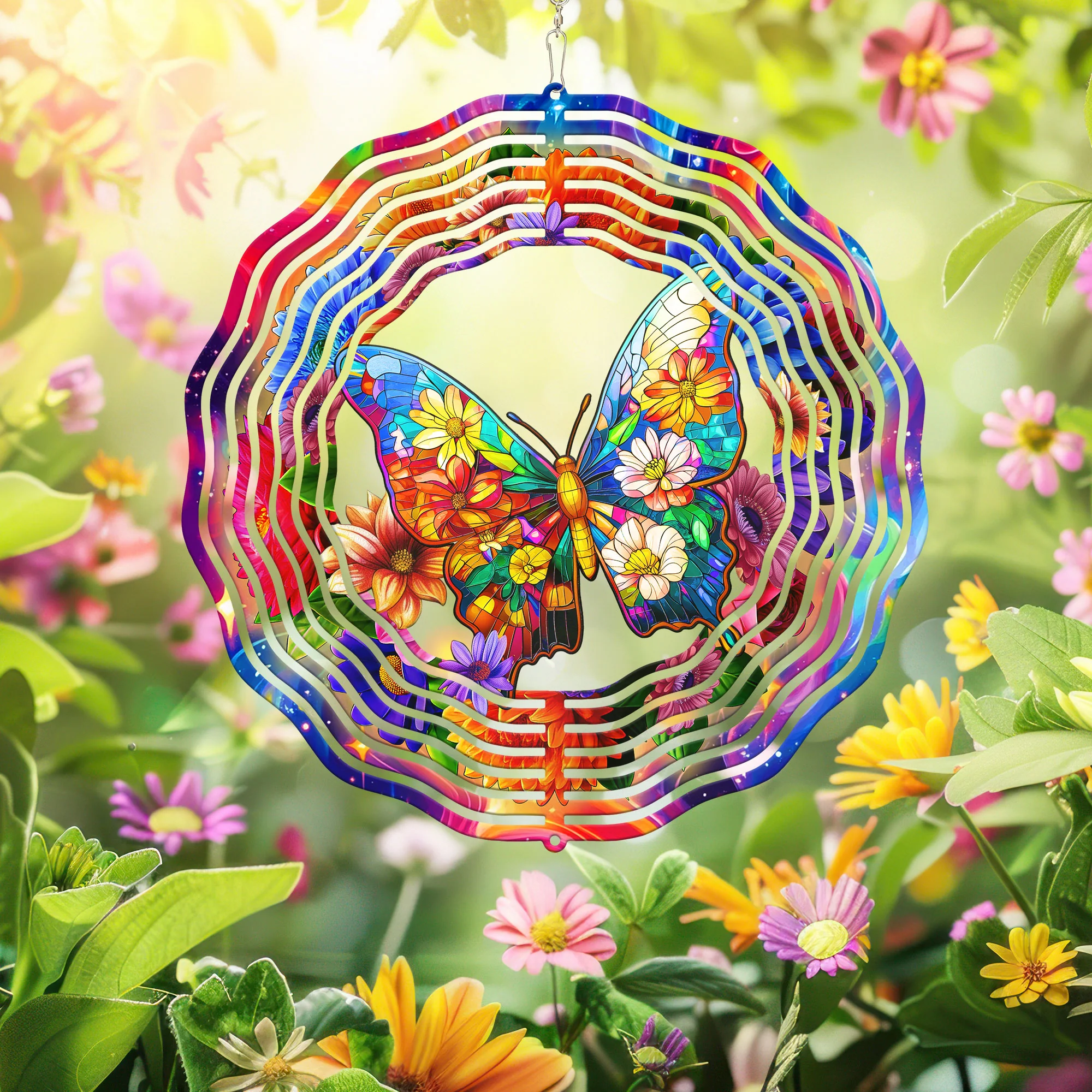 Butterfly Flowers Wind Spinner