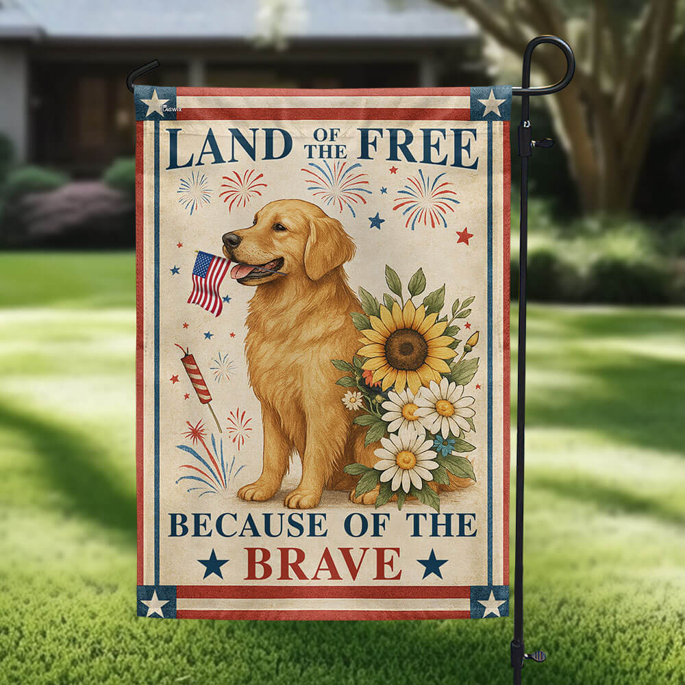 Bimipi American Flag - Patriotic Golden Retriever Dog 4th Of july Independence Day Flag