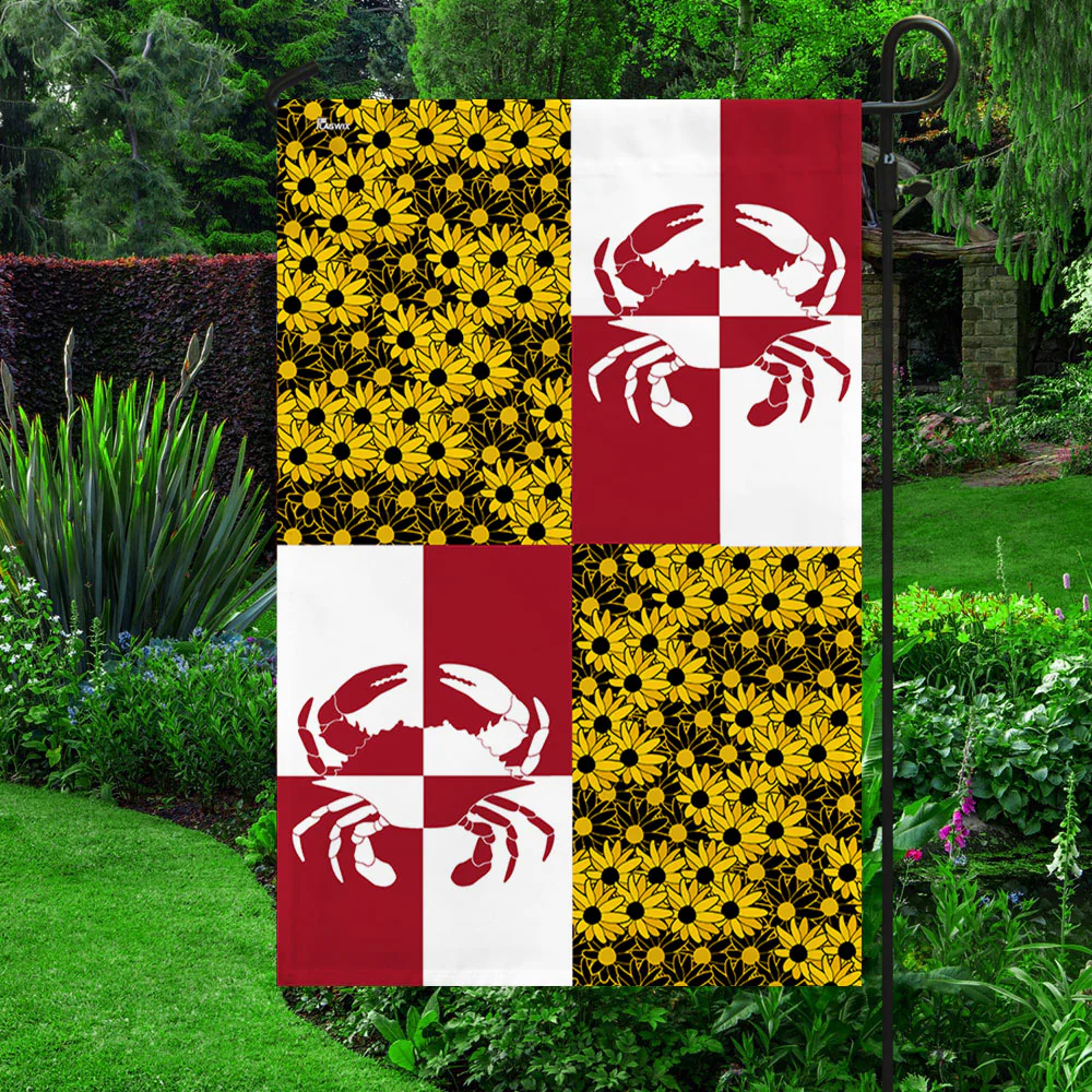 Maryland State Crab and Black-eyed Susan Flower Maryland Flag