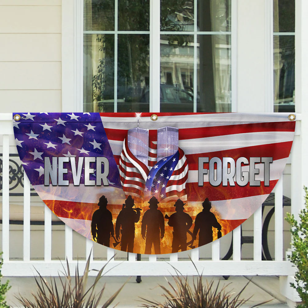 Patriot Day September 11th Never Forget Twin Tower Memorial Non-Pleated Fan Flag