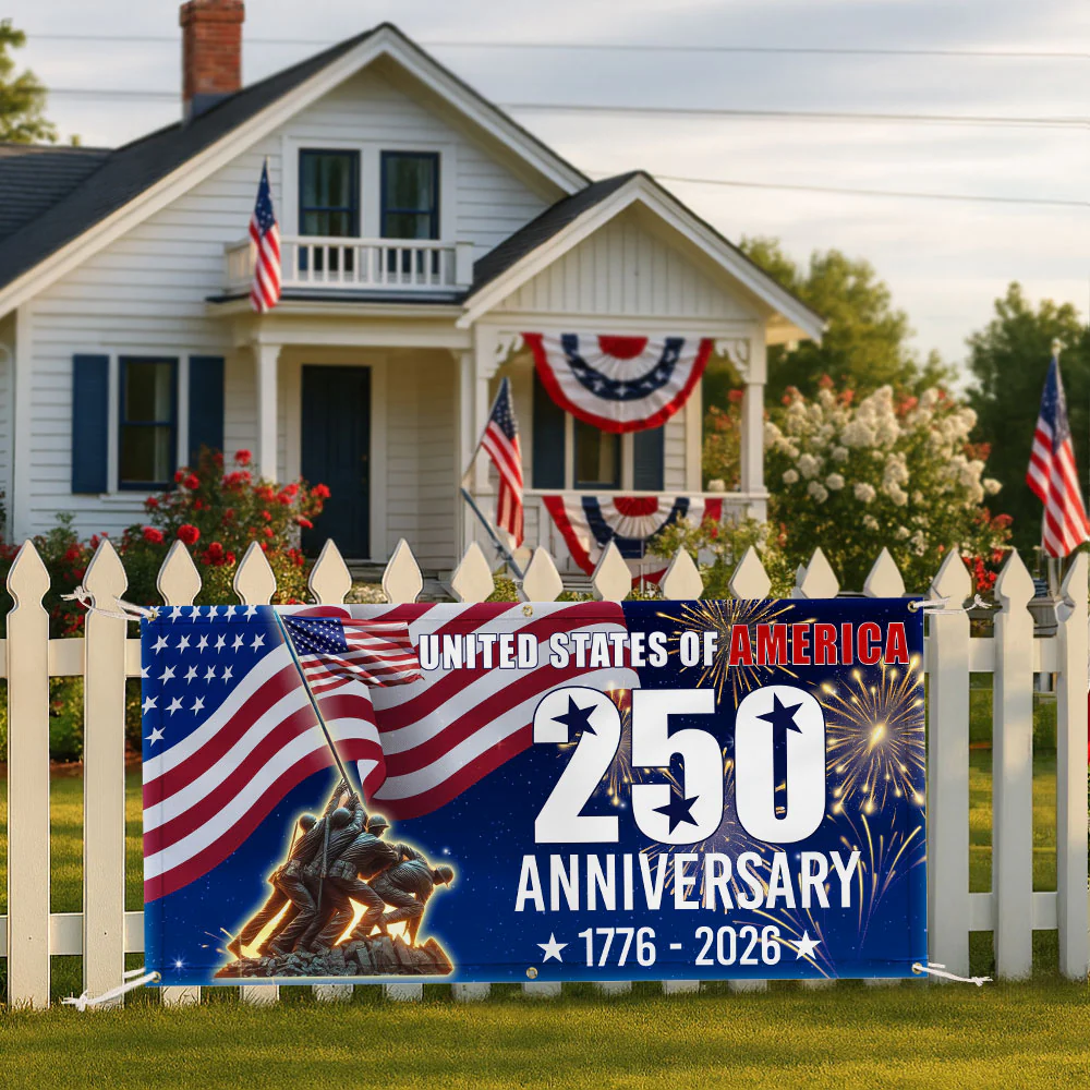250th Anniversary USA Fence Banner 1776 2026 Patriotic outdoor Flag